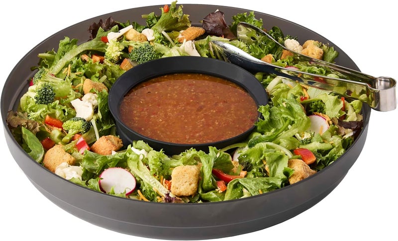 Made Smart Chip N Dip Dipware Bowl, 2-Piece Serving Set with Stackable & Removable Dip Bowl, Durable Plastic Chip Tray for Entertaining, Tabletop Snack Server, Carbon - Image 2